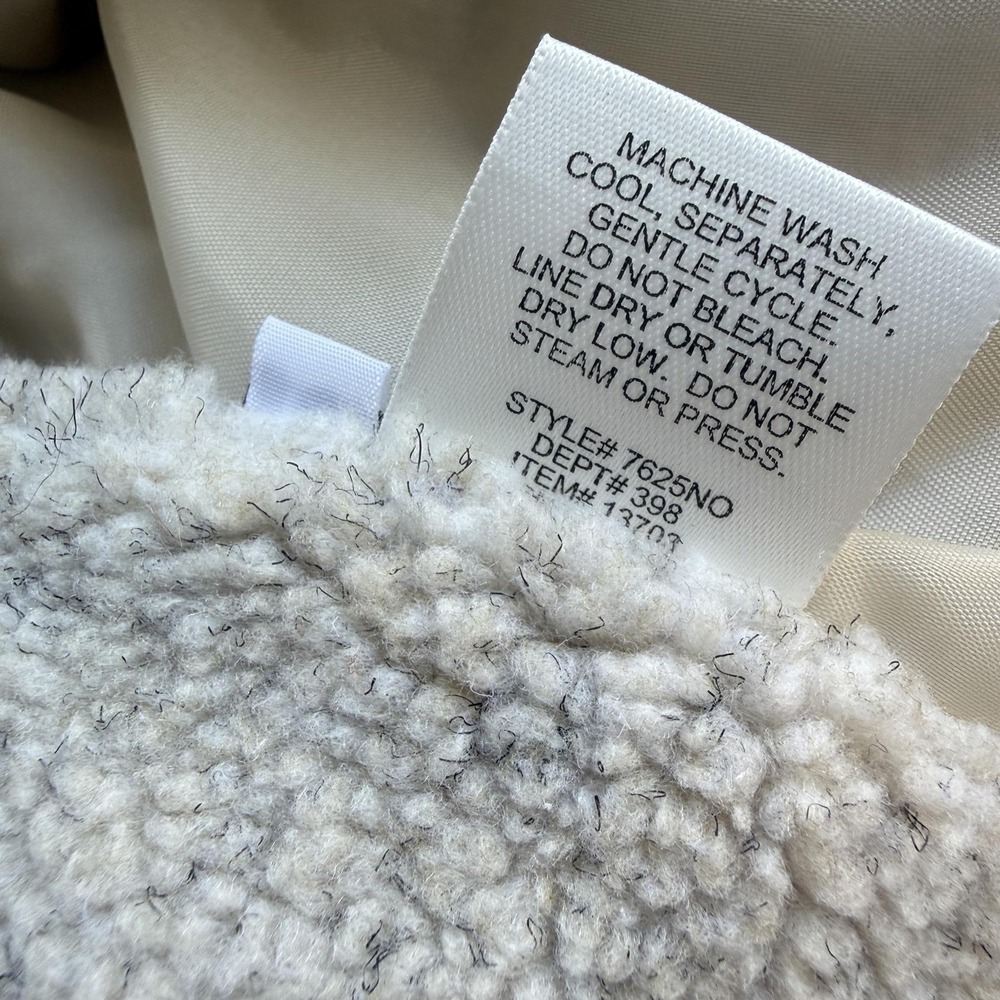 Mackintosh Coat Womens Large Cream Fleece Lined Hooded Button Parka Pockets USA - Picture 7 of 9